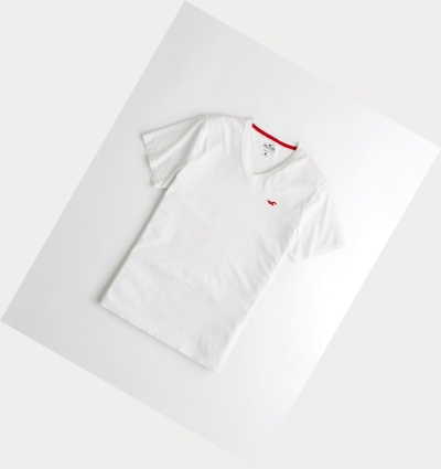 White Red Hollister Must-Have V-Neck Men's Short Sleeve | ZA-LSNB273