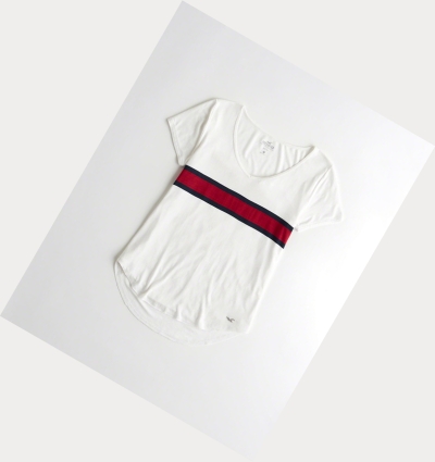 White Stripes Hollister Must-Have Easy Women's Short Sleeve | ZA-QFXE071