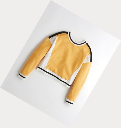 Yellow Hollister Colorblock Crewneck Women's Sweatshirts | ZA-VPUR427