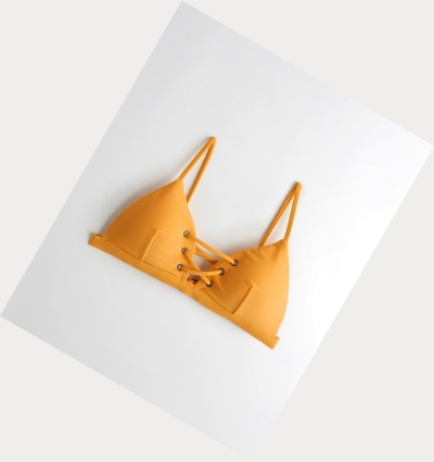 Yellow Hollister Lace-Up Triangle Women's Bikini Tops | ZA-EKOX813