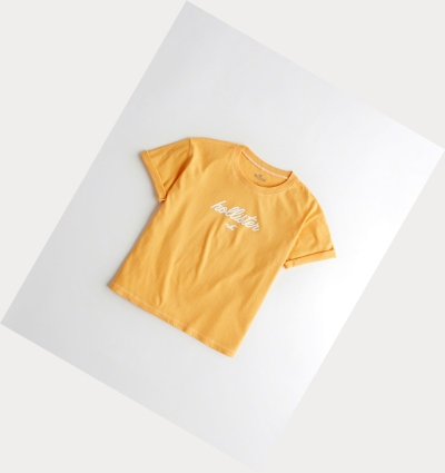 Yellow Hollister Logo Women's Short Sleeve | ZA-YBAQ258