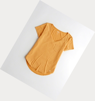 Yellow Hollister Must-Have Easy Women's Short Sleeve | ZA-WVML639