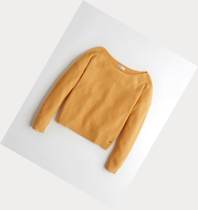 Yellow Hollister On Or Off The Shoulder Women's Sweaters | ZA-VSAR389