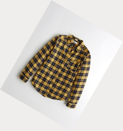 Yellow Hollister Plaid Women's Long Sleeve | ZA-JCBS714