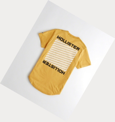 Yellow Hollister Print Logo Men's Short Sleeve | ZA-YVHC928