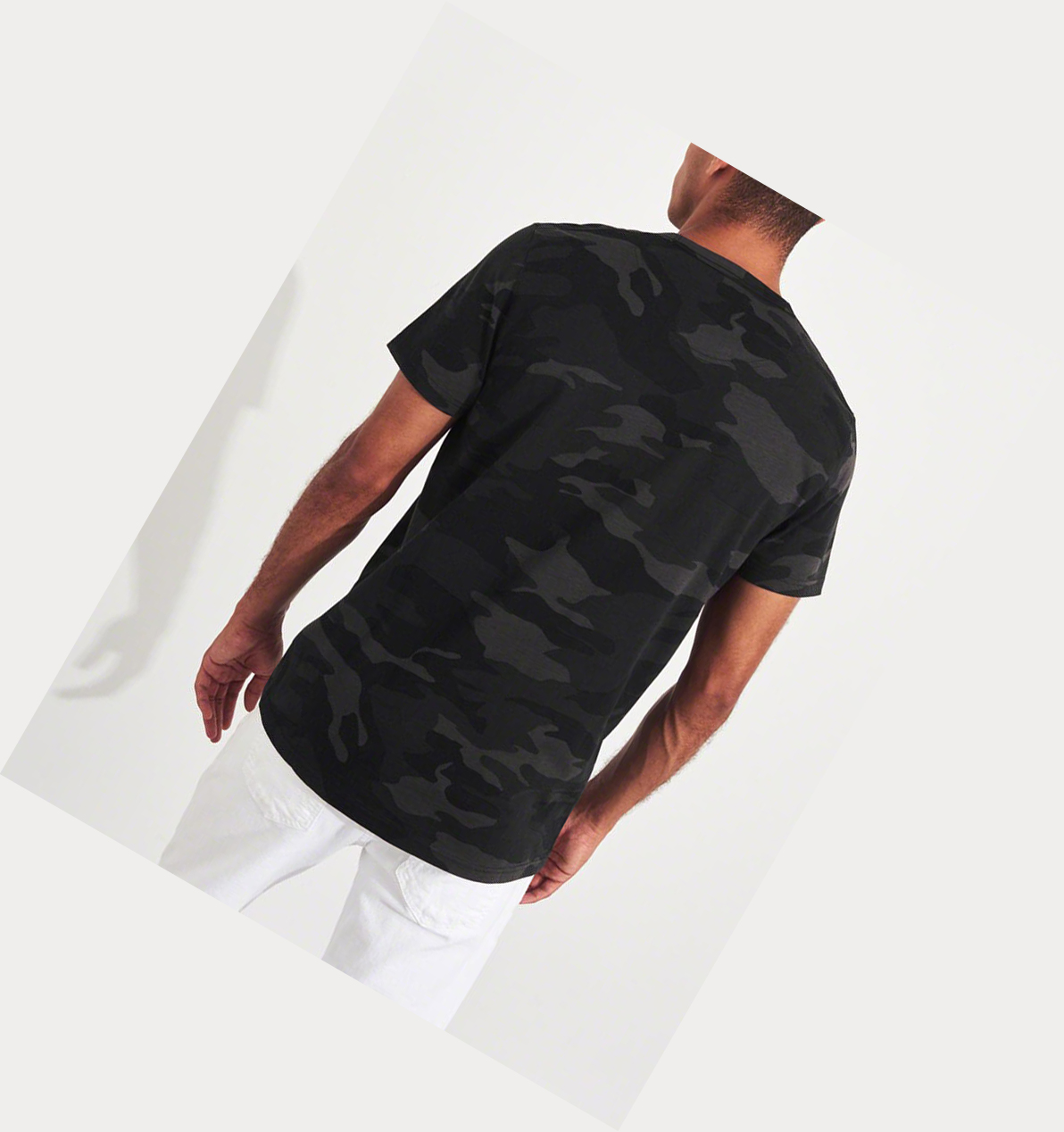 Black Camo Hollister Camo Logo Men's Short Sleeve | ZA-MPIX946