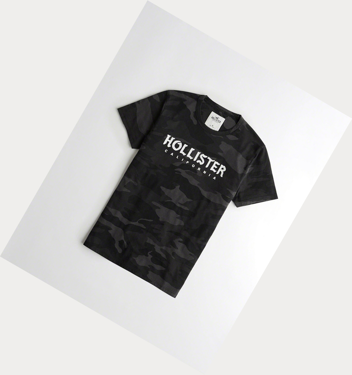 Black Camo Hollister Camo Logo Men\'s Short Sleeve | ZA-MPIX946