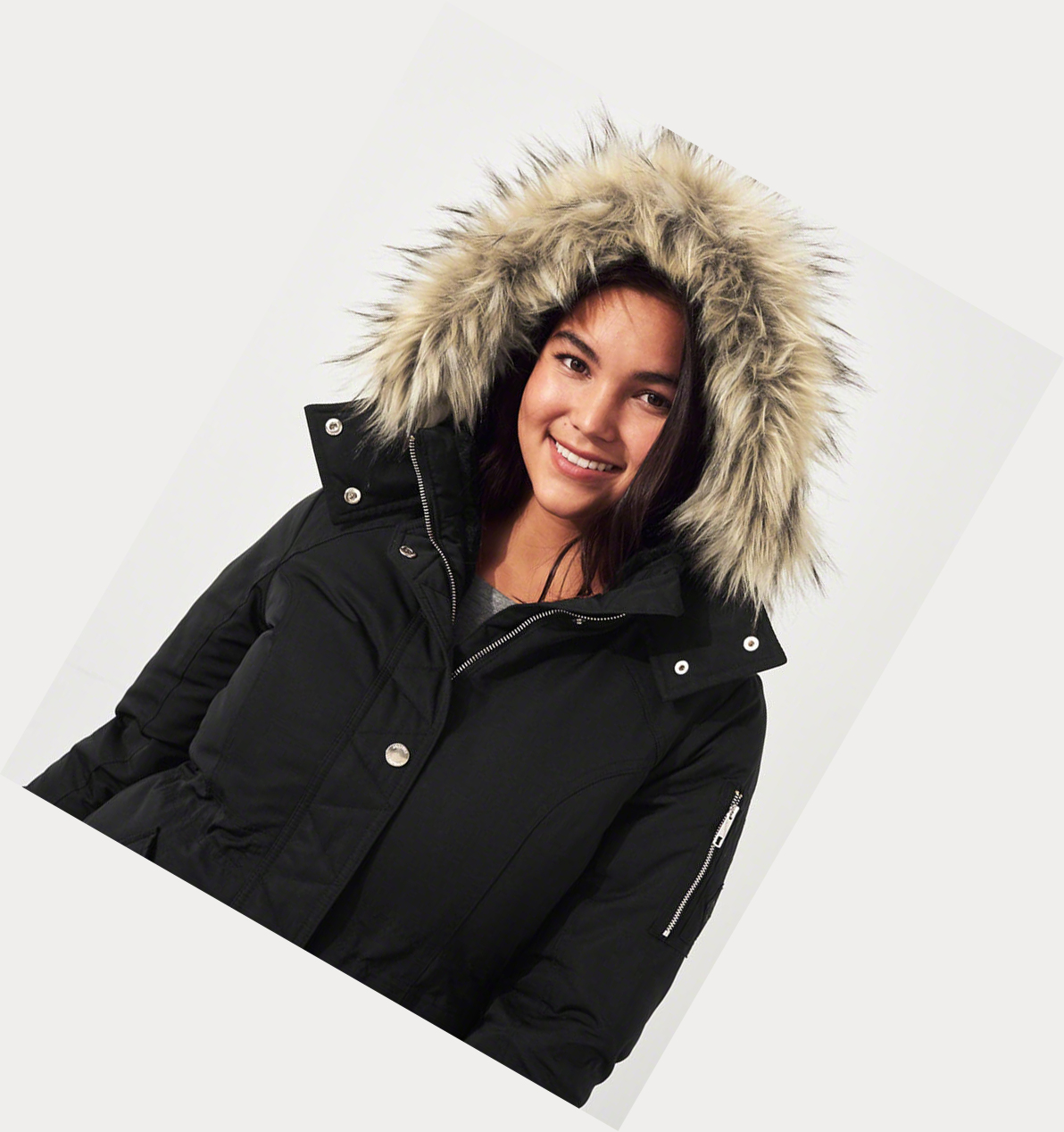 Black Hollister Cozy-Lined Down Women's Parka Jackets | ZA-SMPA748