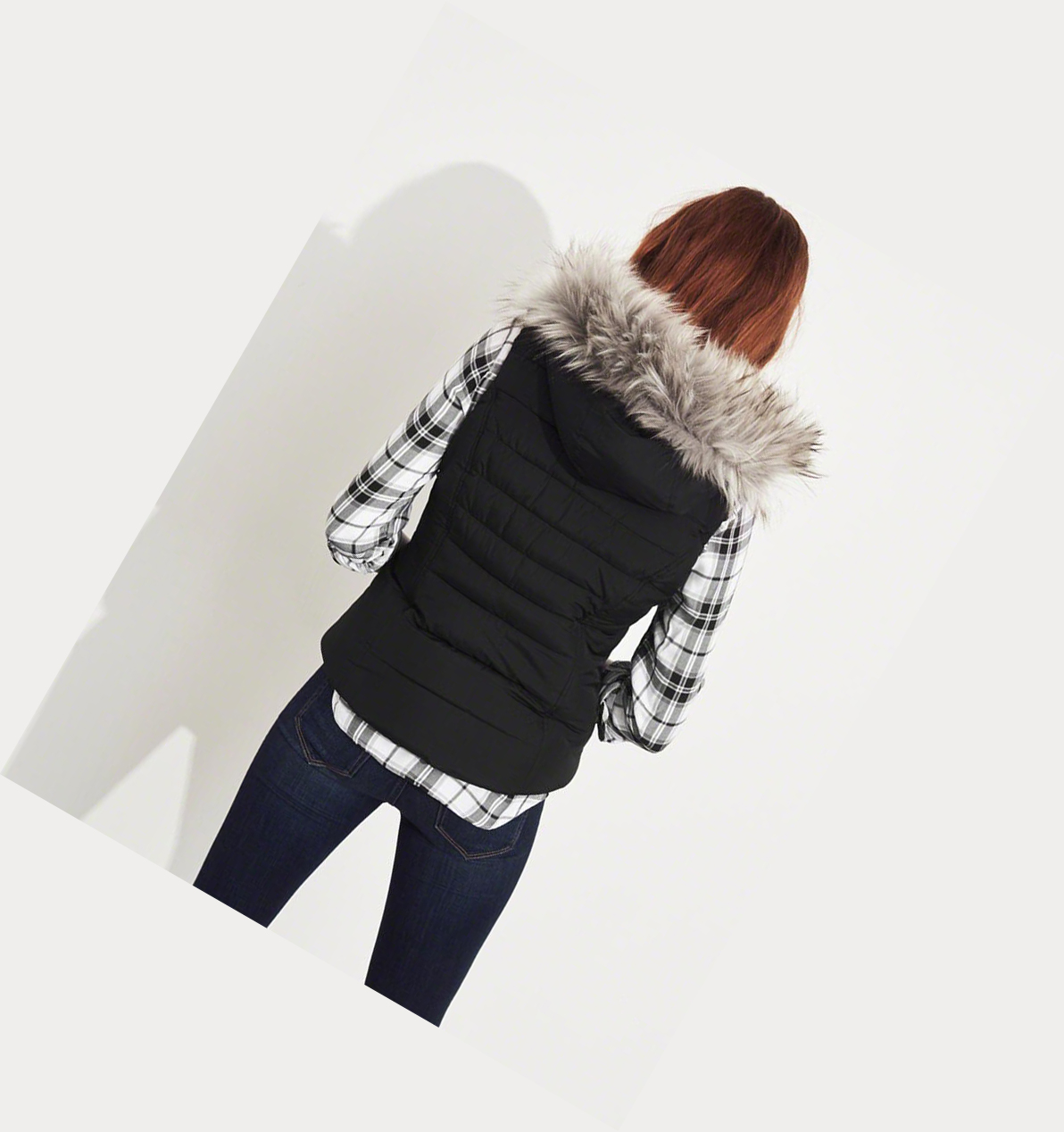 Black Hollister Cozy-Lined Puffer Women's Vest | ZA-VNYU103