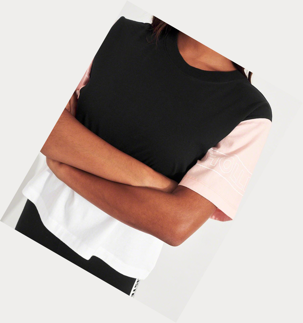 Black Hollister Crop Boyfriend Women's Short Sleeve | ZA-PDMB418