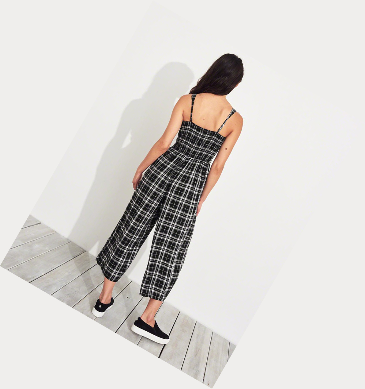 Black Hollister Crop Wide-Leg Women's Jumpsuits | ZA-MPEV341