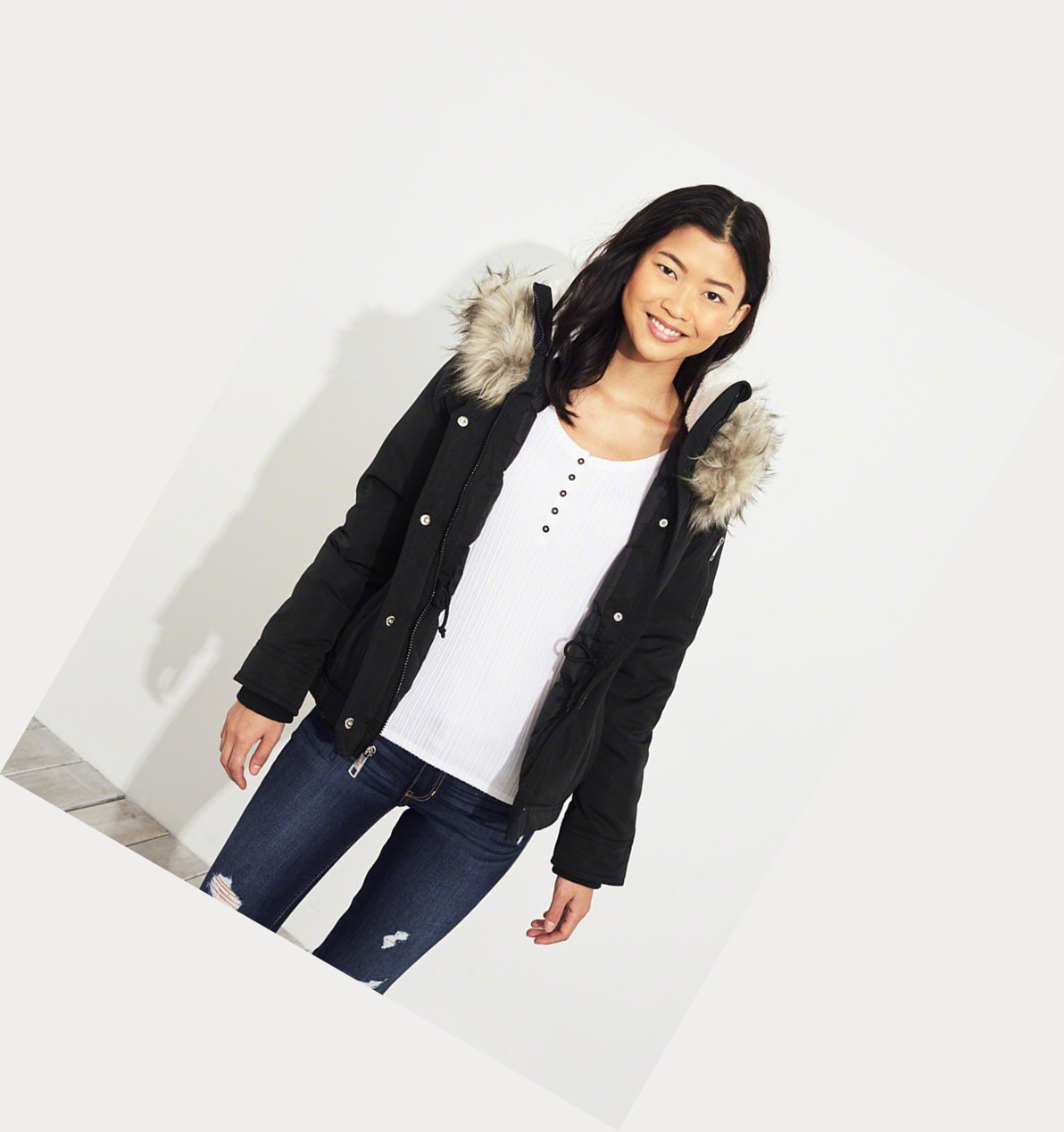 Black Hollister Down Women's Jackets | ZA-JKOF978