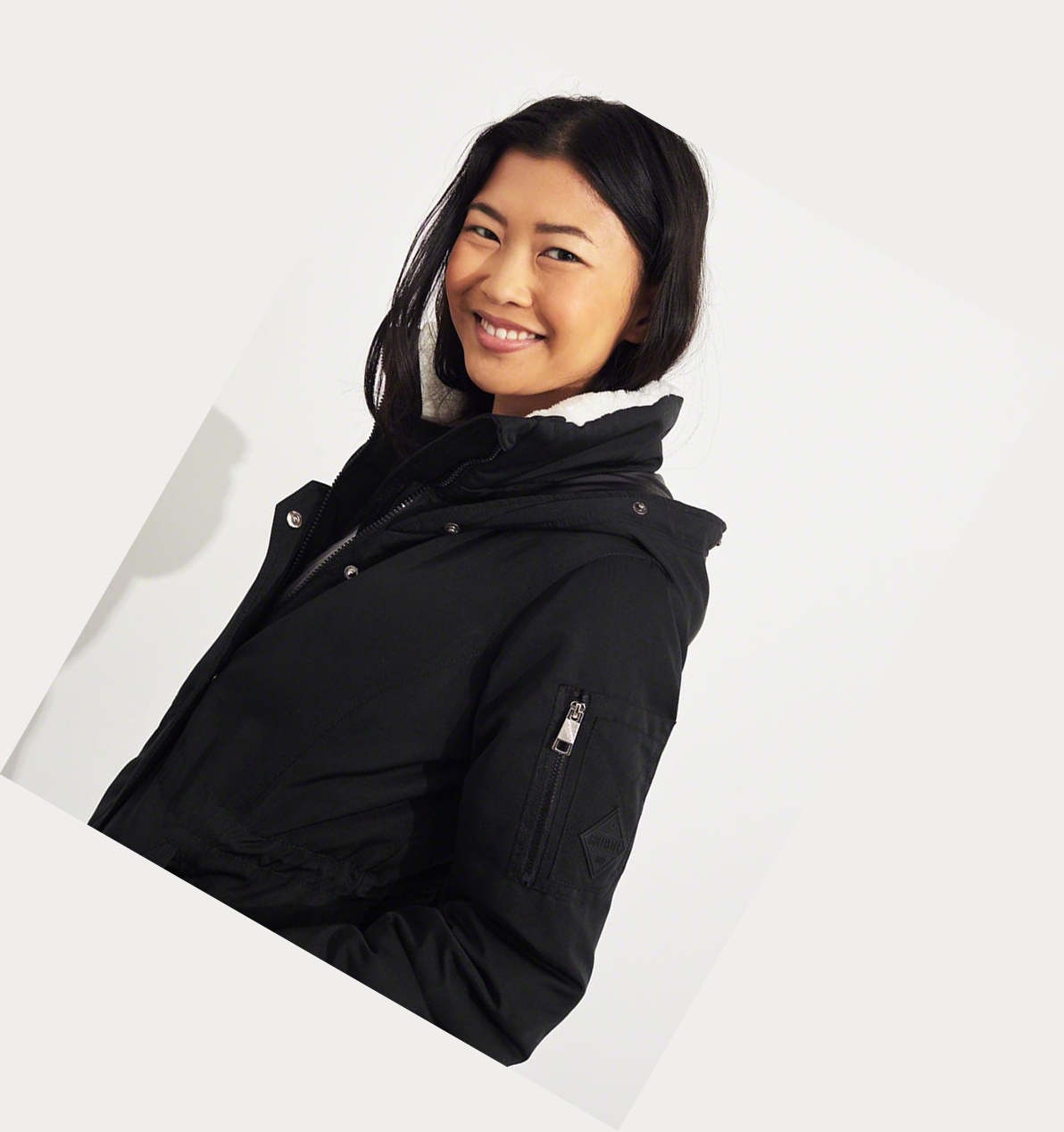 Black Hollister Down Women's Jackets | ZA-JKOF978