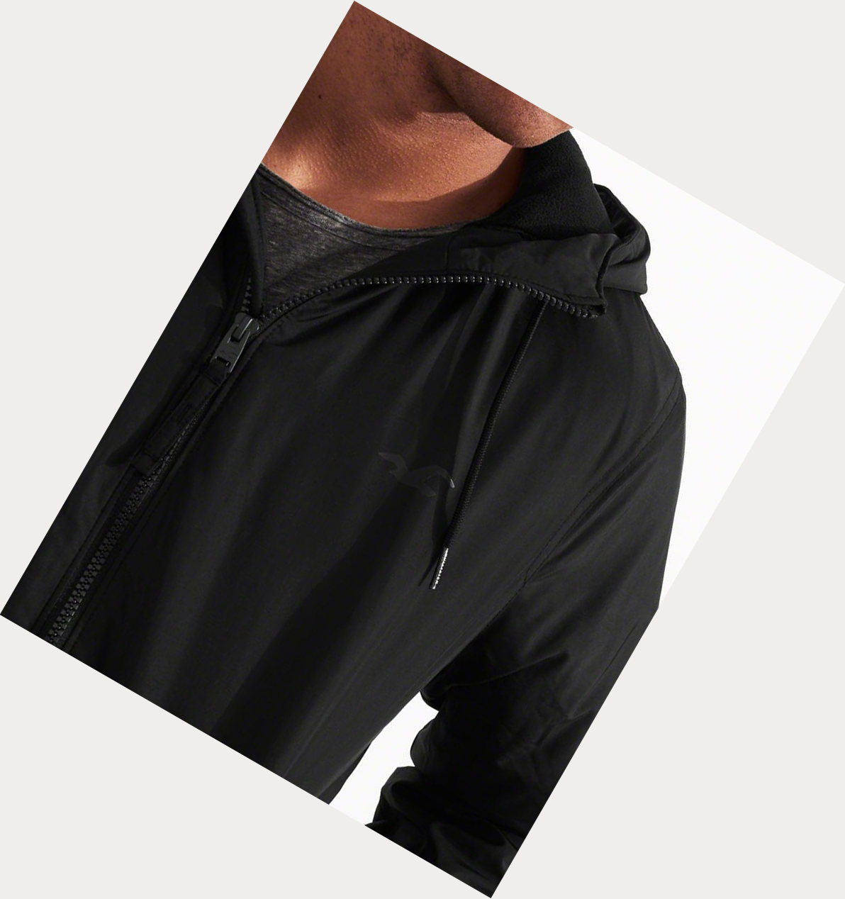 Black Hollister Fleece-Lined Hooded Men's Bomber Jackets | ZA-WLXA903