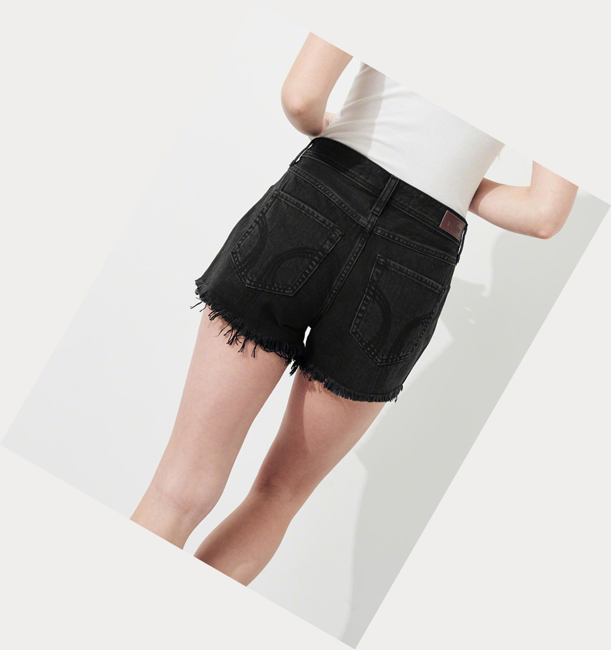 Black Hollister High-Rise Denim Boyfriend Women's Shorts | ZA-WQOF603