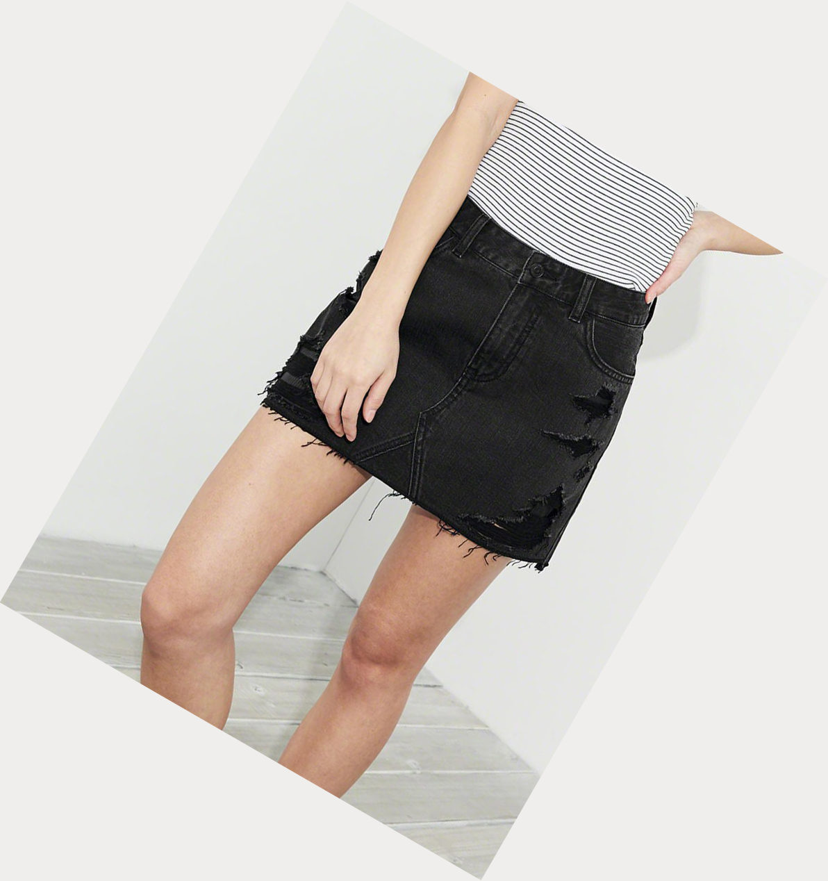 Black Hollister High-Rise Denim Women's Skirts | ZA-GDFC827