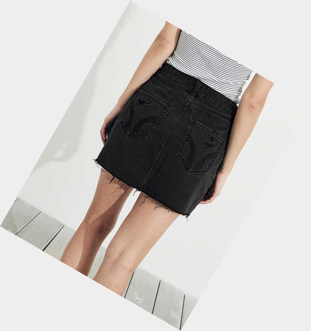 Black Hollister High-Rise Denim Women's Skirts | ZA-GDFC827