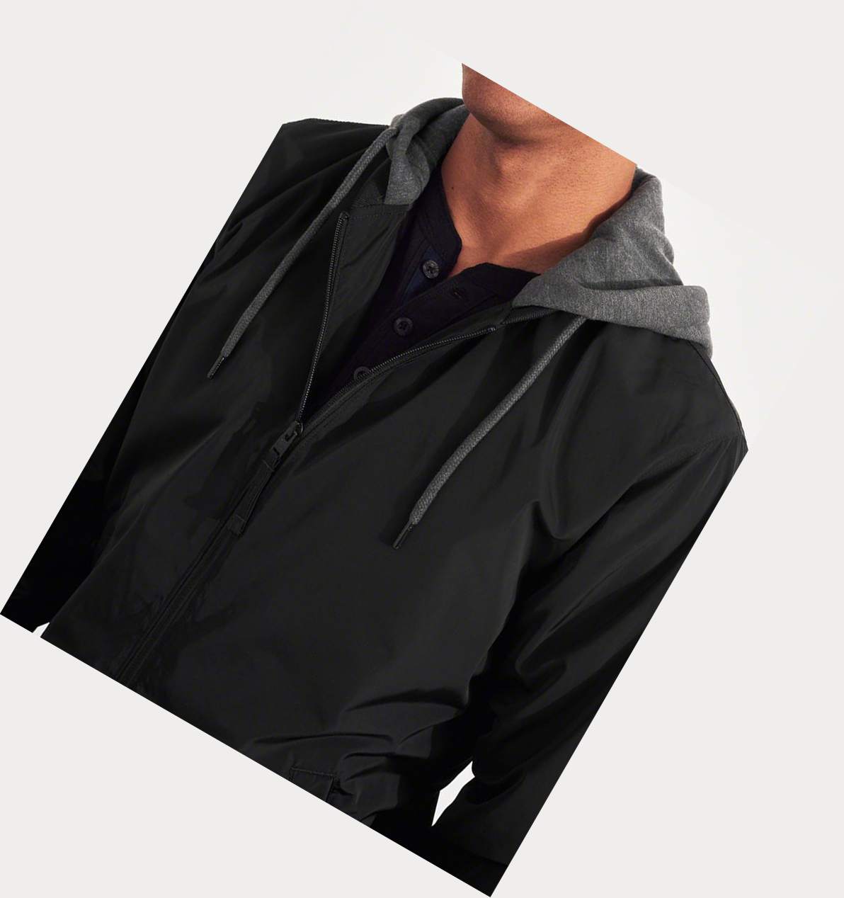 Black Hollister Hooded Men's Bomber Jackets | ZA-FXQV570