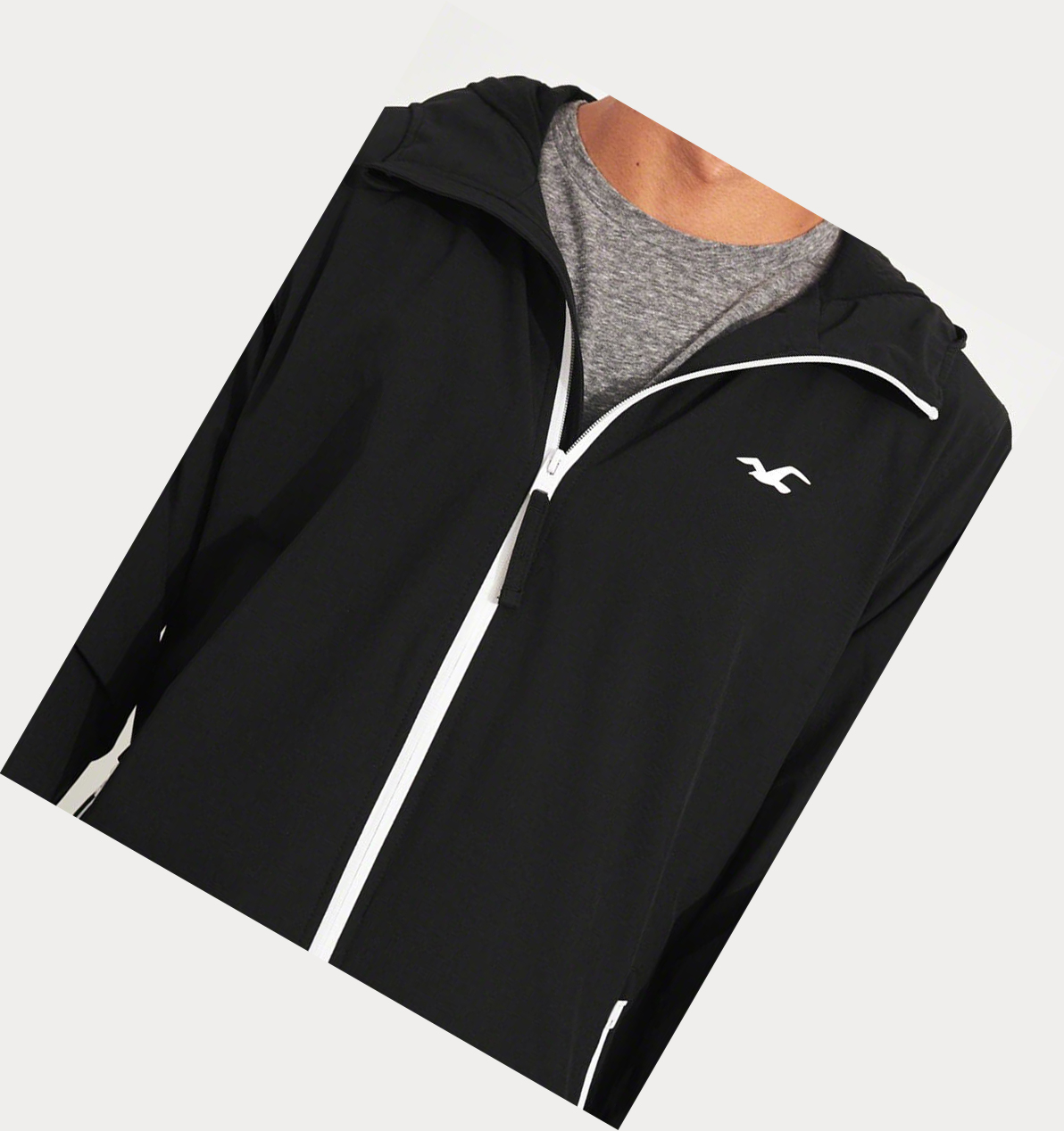 Black Hollister Jersey-Lined Stretch Men's Windbreaker | ZA-DTGY346