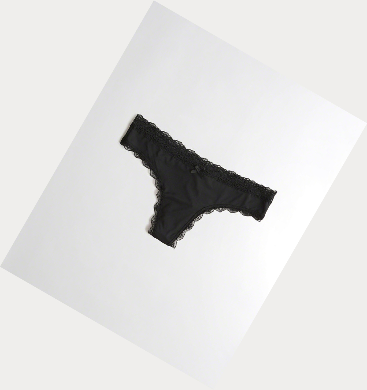 Black Hollister Lace-Trim Thong Women\'s Underwear | ZA-SXWL602