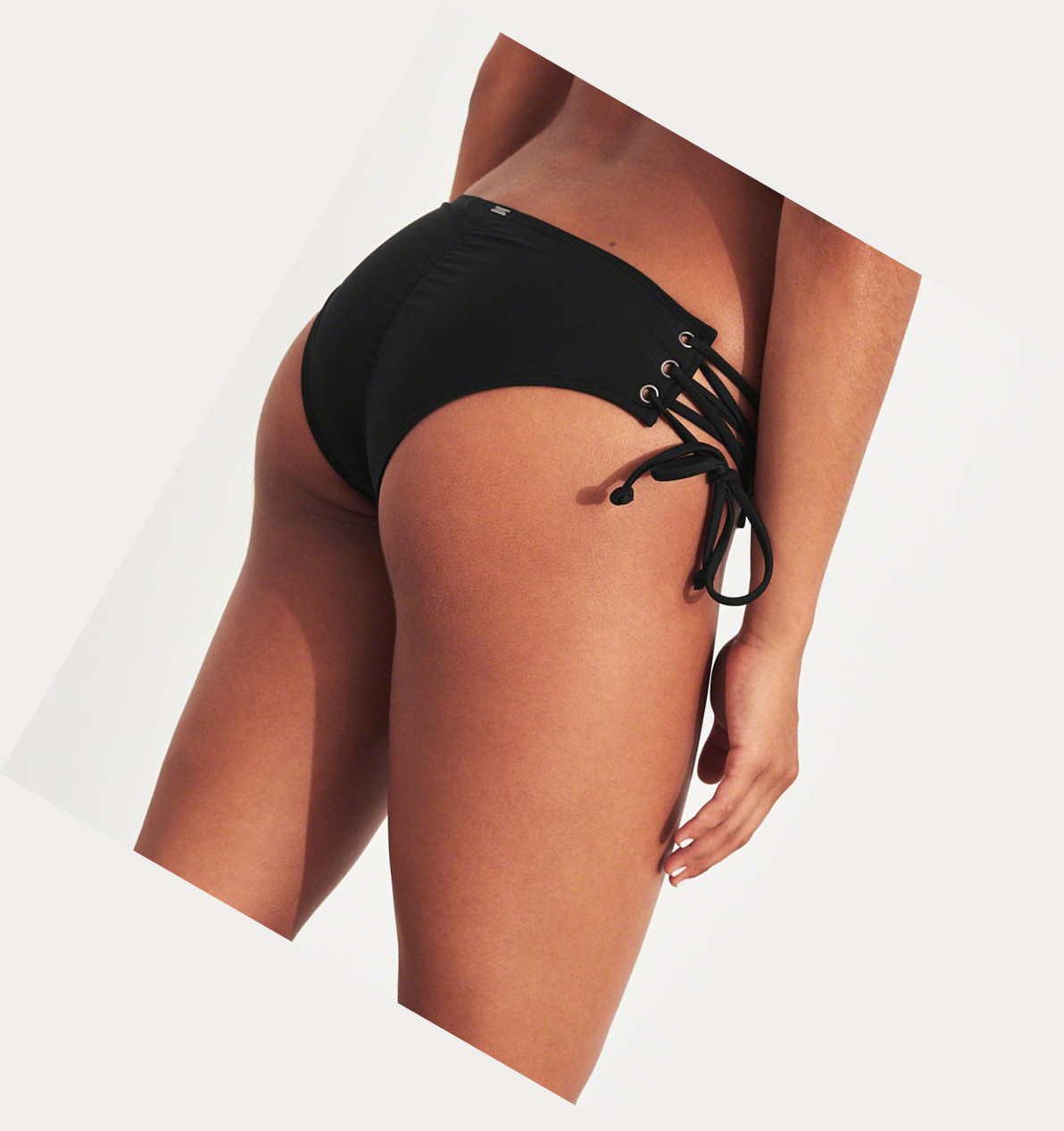 Black Hollister Lace-Up Cheeky Women's Bikini Bottoms | ZA-IDXA507