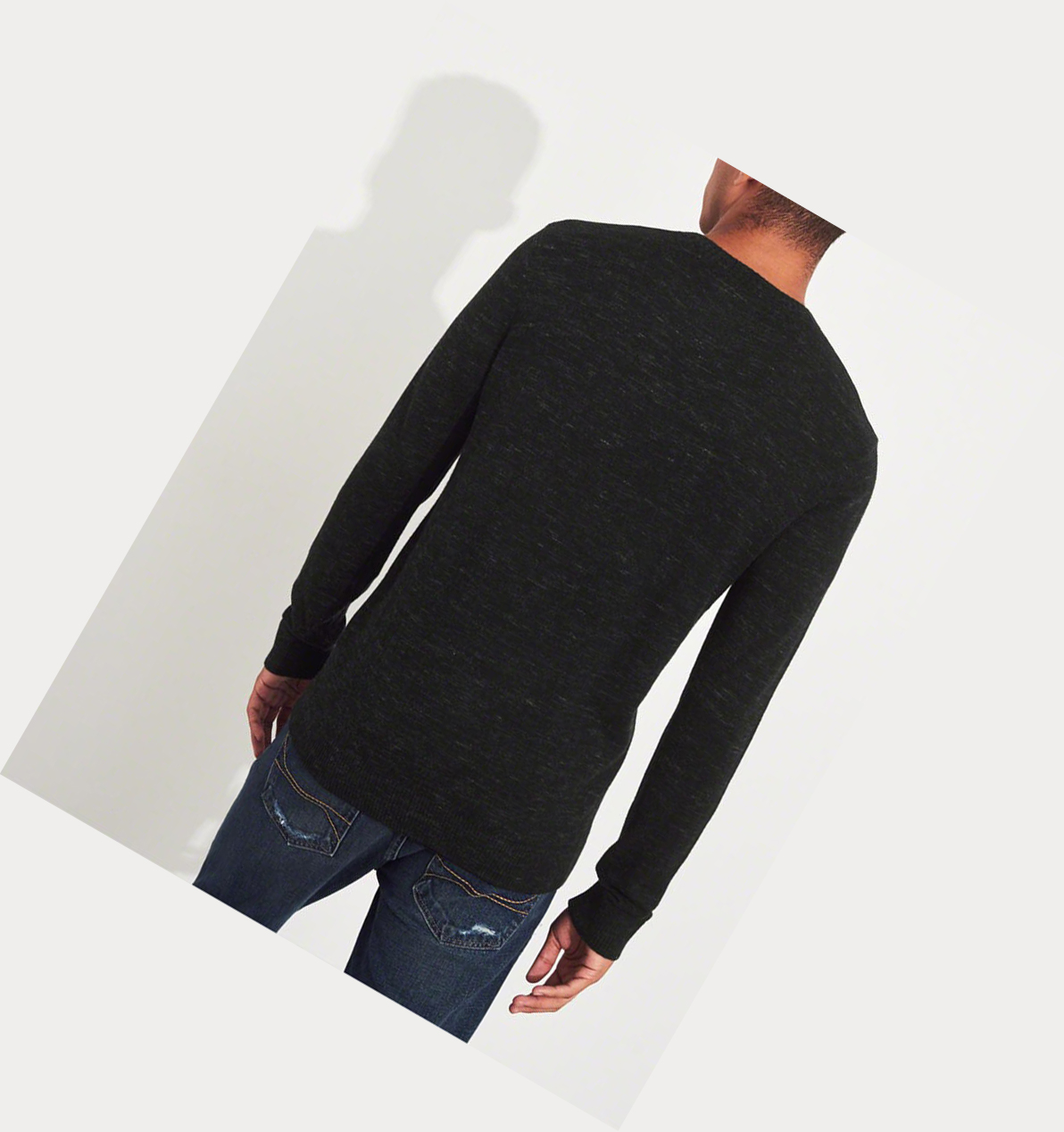 Black Hollister Lightweight V-Neck Men's Sweaters | ZA-NODF120