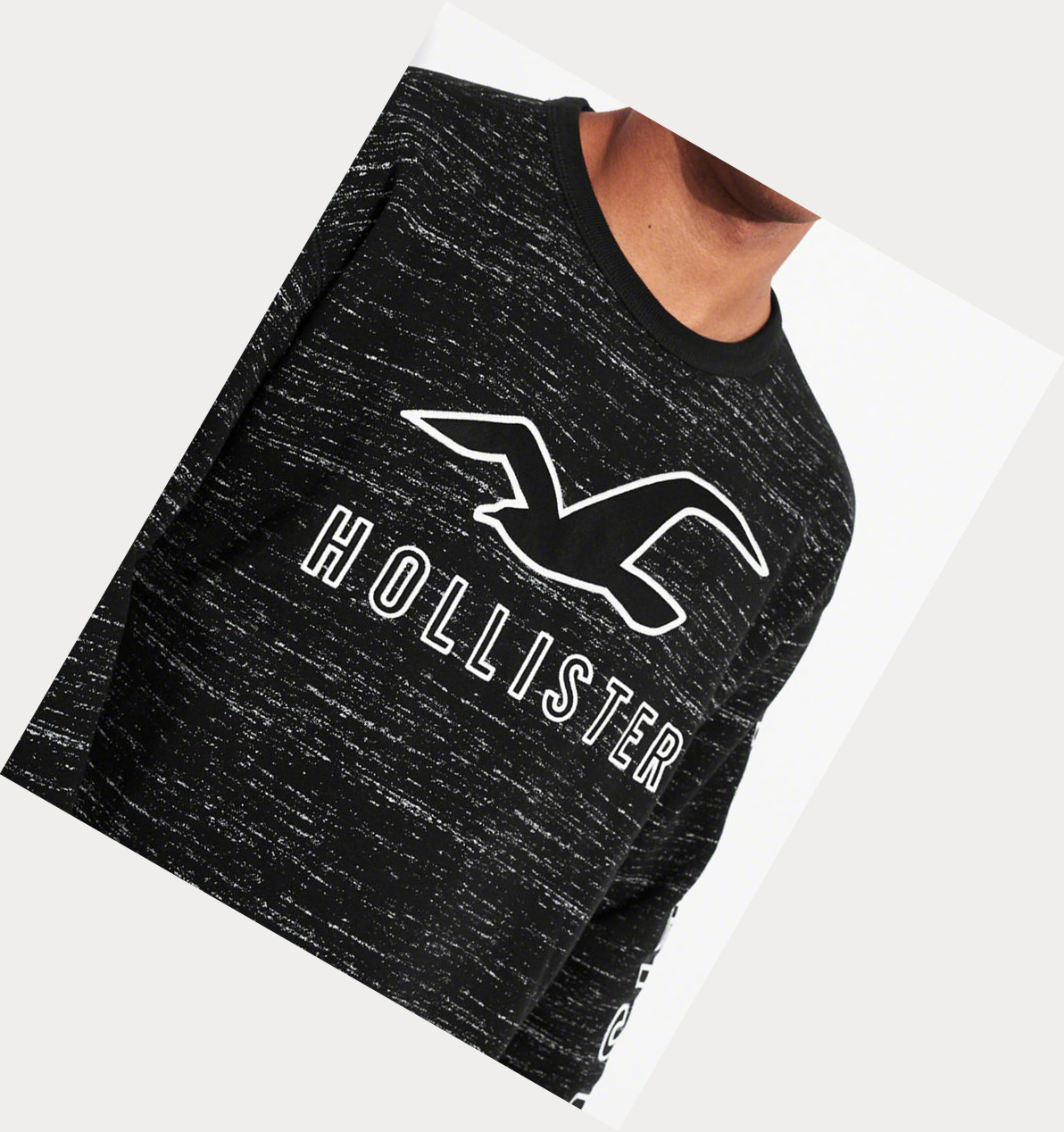 Black Hollister Logo Crewneck Men's Sweatshirts | ZA-KWRN875