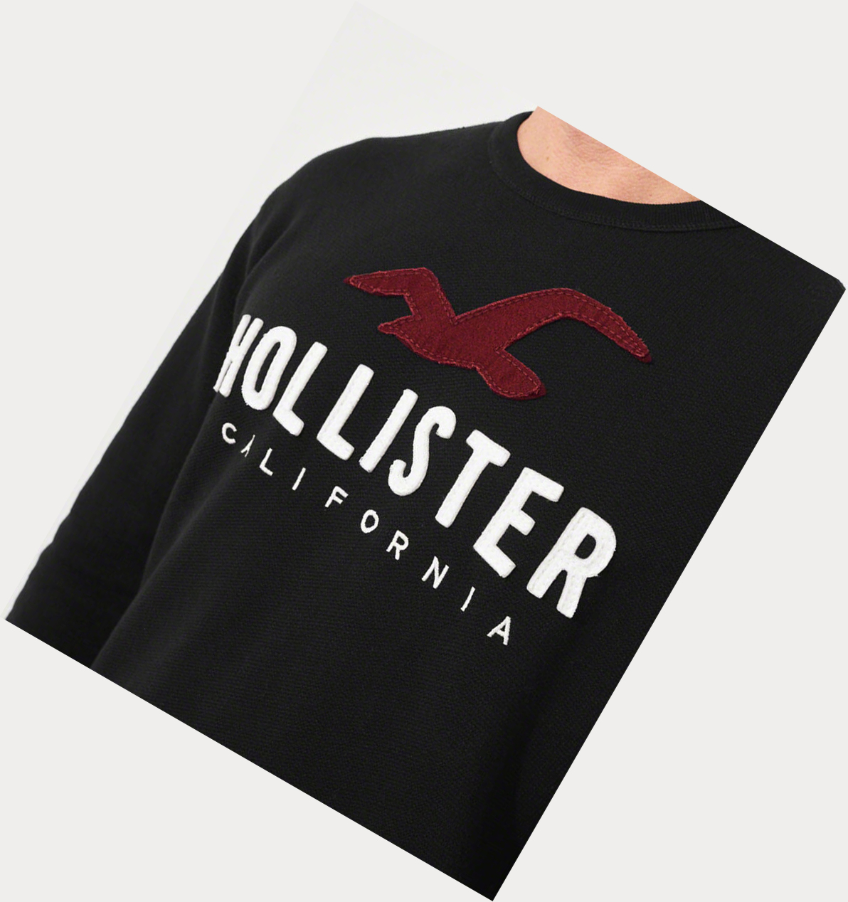 Black Hollister Logo Graphic Crewneck Men's Sweatshirts | ZA-WIXE854