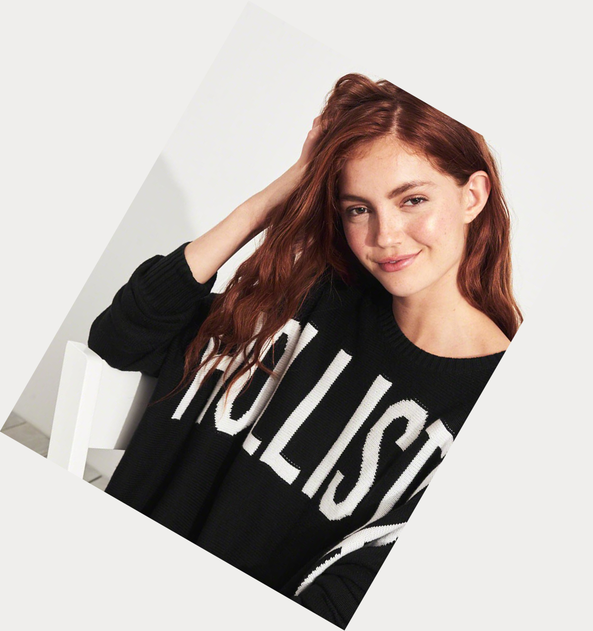 Black Hollister Logo Oversized Women's Sweaters | ZA-EDKU873