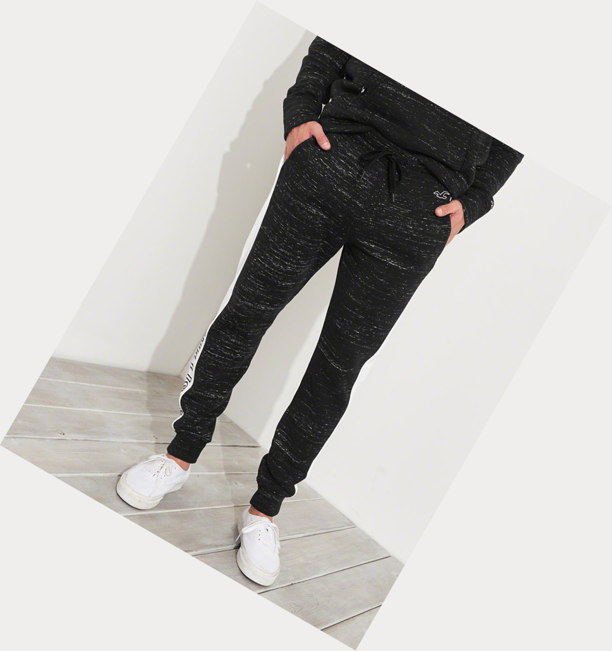 Black Hollister Logo Skinny Fleece Men's Jogger | ZA-MKRG912