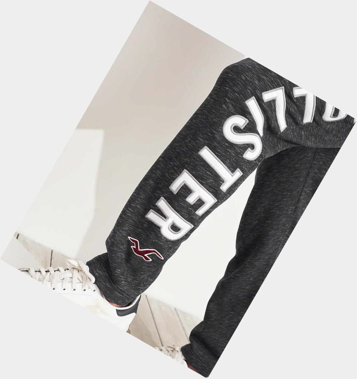 Black Hollister Logo Straight-Leg Men's Sweatpants | ZA-LYGN091