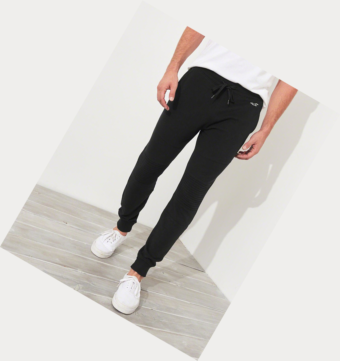 Black Hollister Moto Fleece Men's Jogger | ZA-OPEZ981