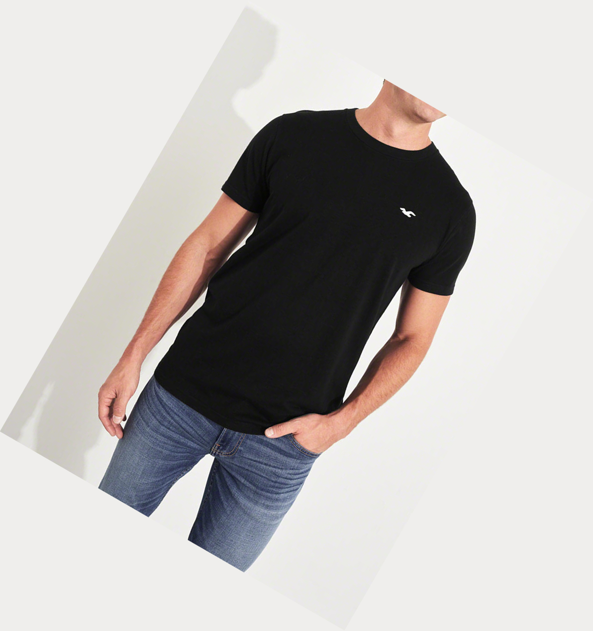 Black Hollister Must-Have Crewneck Men's Short Sleeve | ZA-BHQJ528