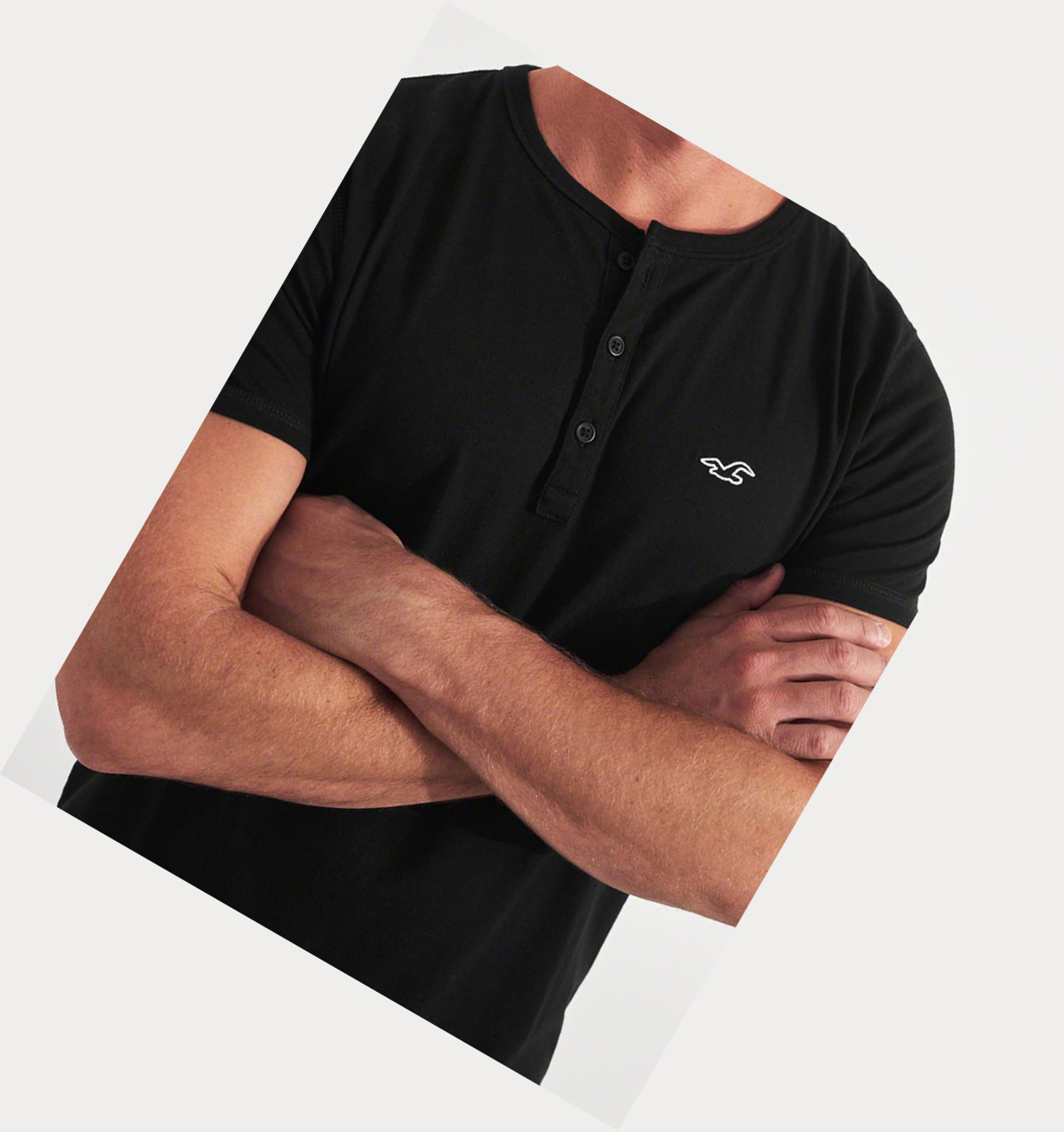 Black Hollister Must-Have Henley Men's Short Sleeve | ZA-TNHK213