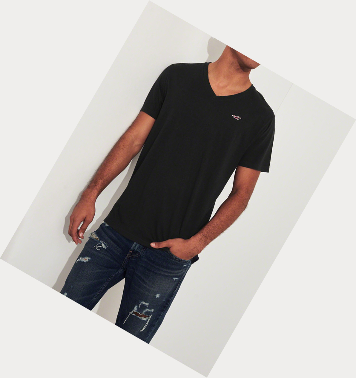 Black Hollister Must-Have V-Neck Men's Short Sleeve | ZA-BKSJ728