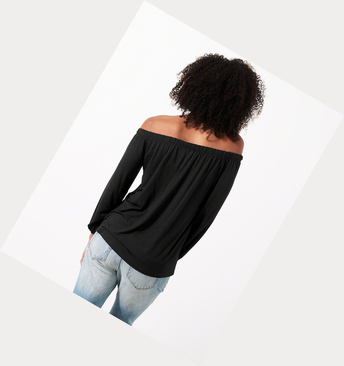 Black Hollister Off-The-Shoulder Women's Long Sleeve | ZA-TZGM370