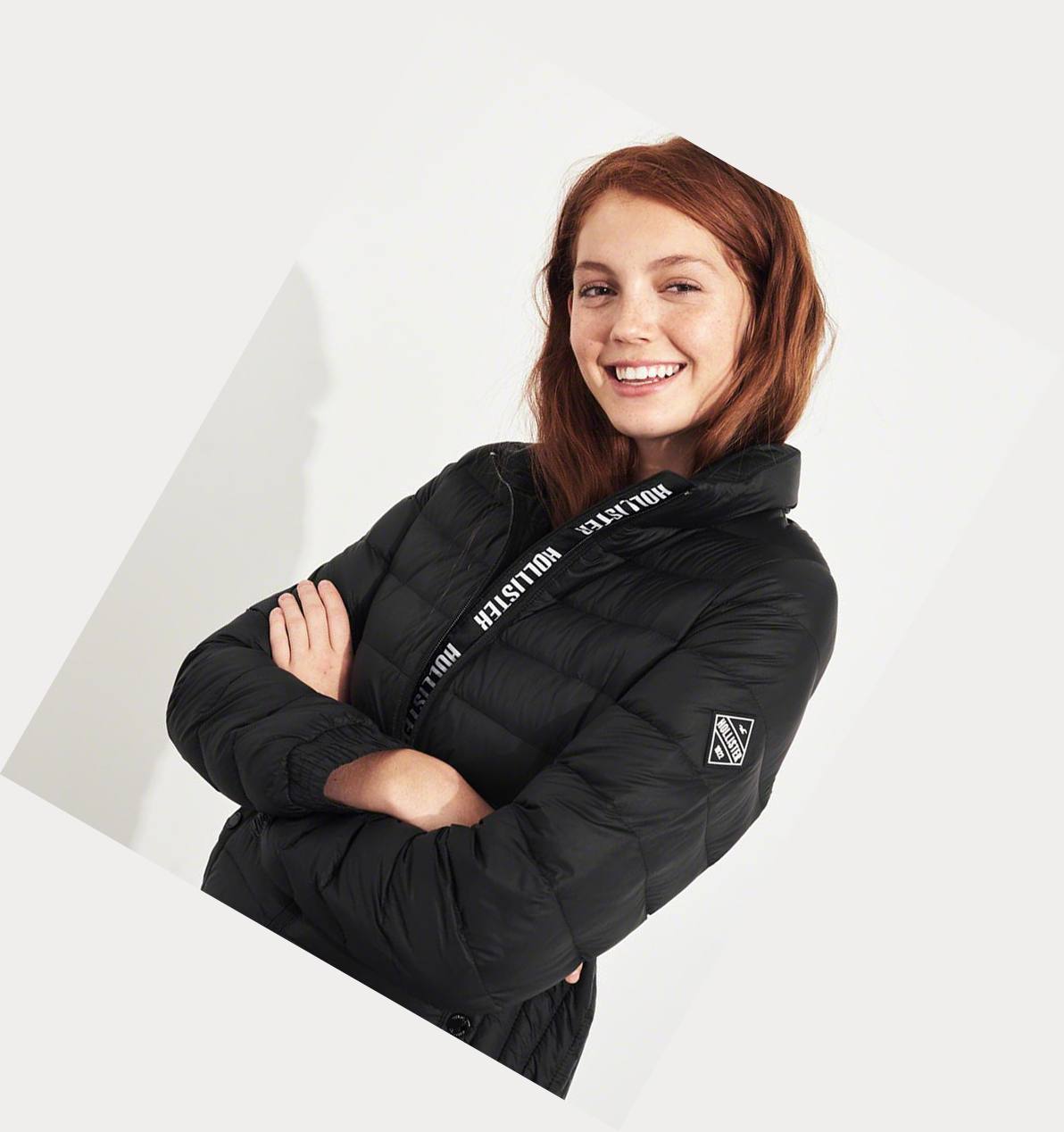 Black Hollister Packable Lightweight Women's Puffers | ZA-OJAK742