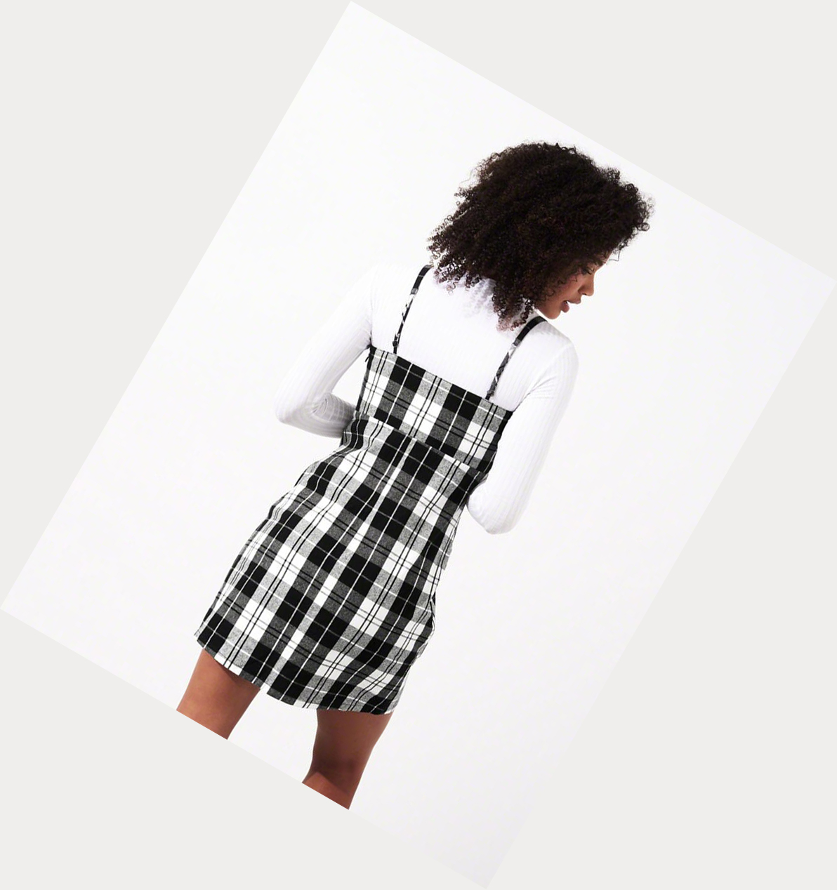 Black Hollister Plaid Mini Women's Dress | ZA-ILZS316