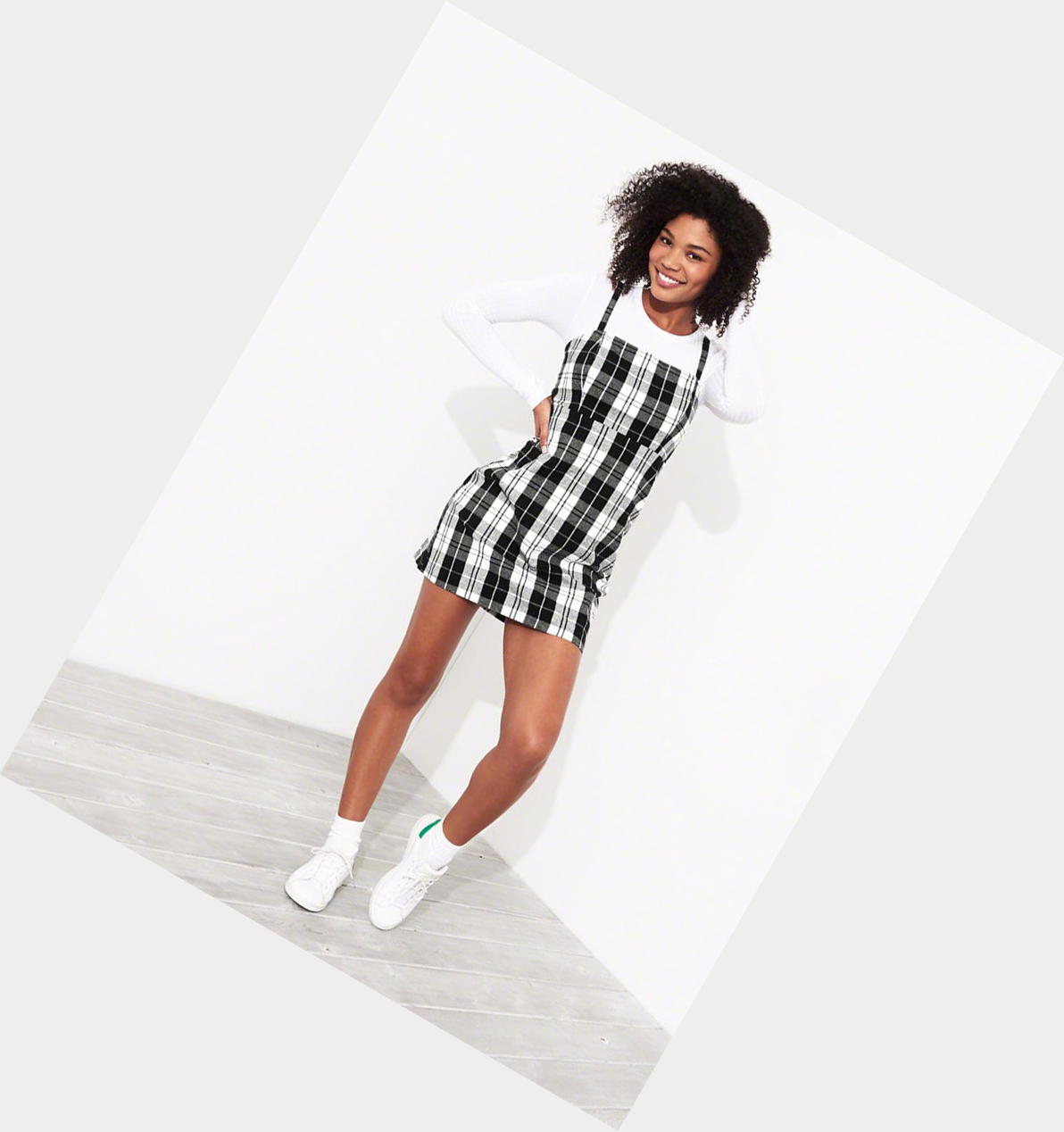 Black Hollister Plaid Mini Women's Dress | ZA-ILZS316