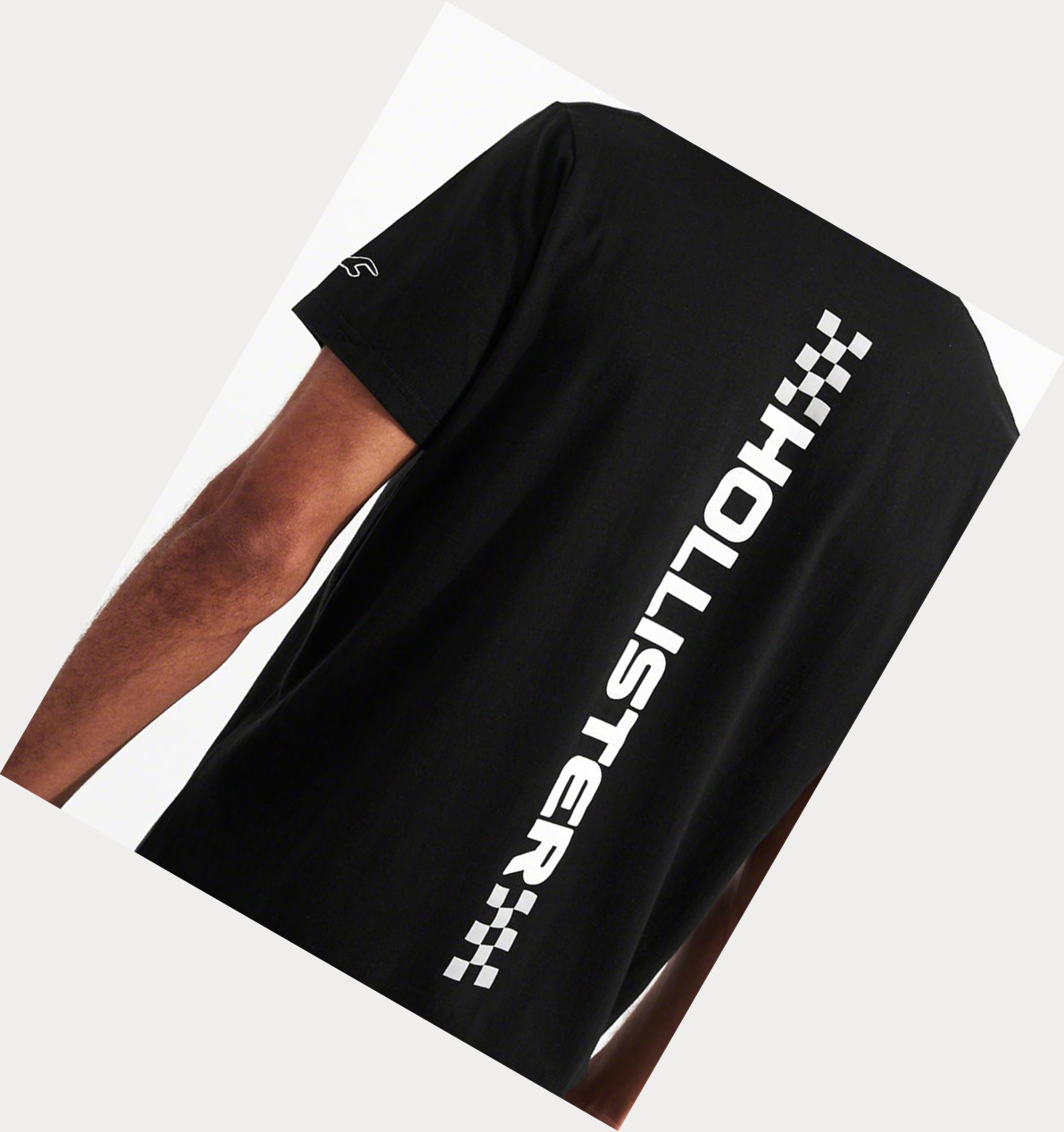 Black Hollister Print Logo Men's Short Sleeve | ZA-VFAX309