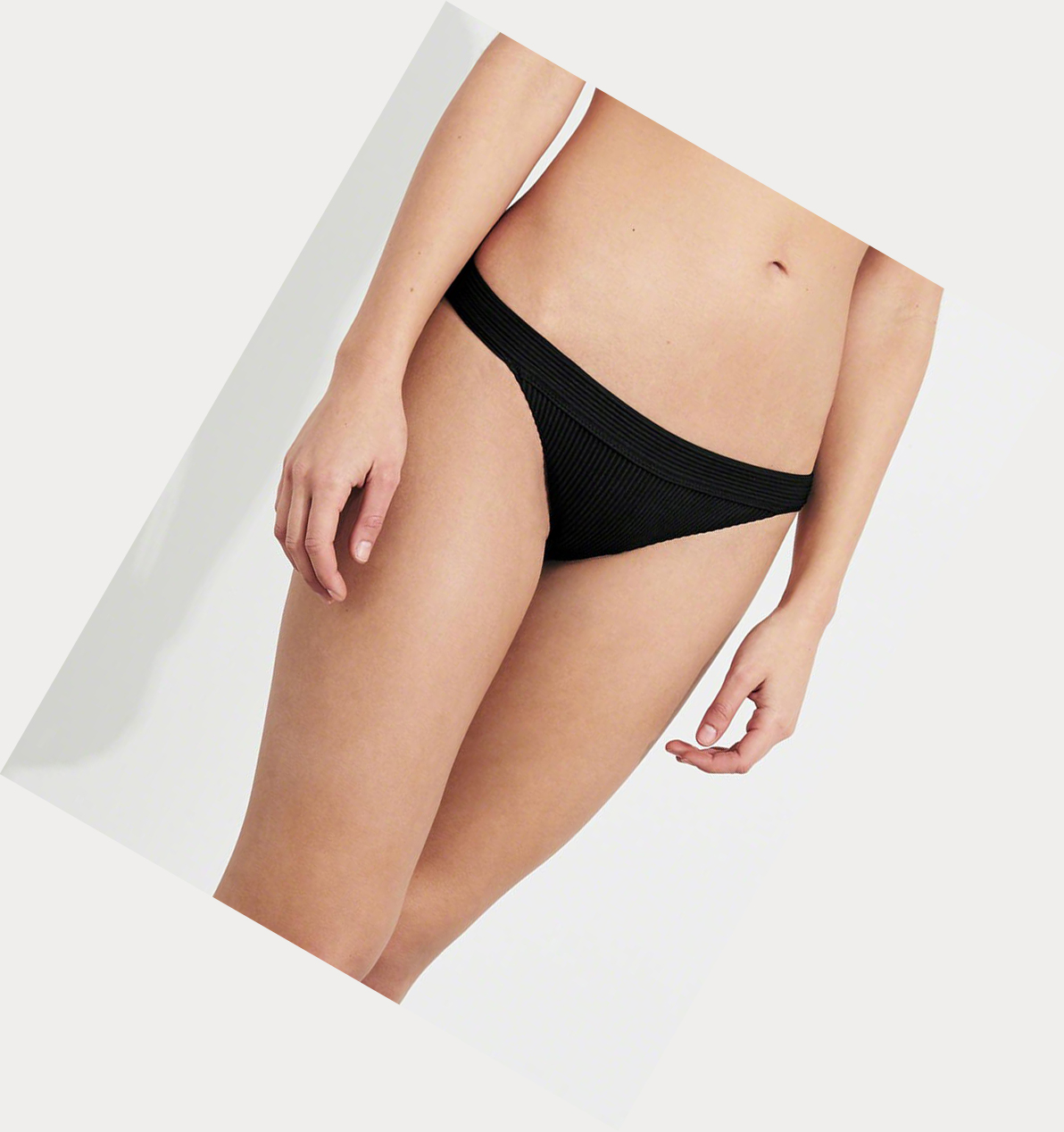 Black Hollister Ribbed Women's Bikini Bottoms | ZA-MBYP895