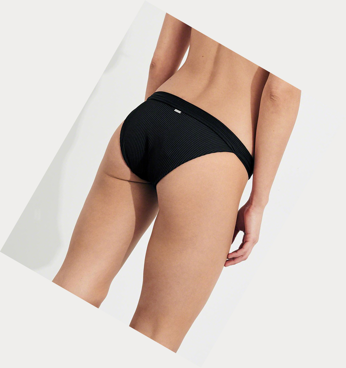 Black Hollister Ribbed Women's Bikini Bottoms | ZA-MBYP895