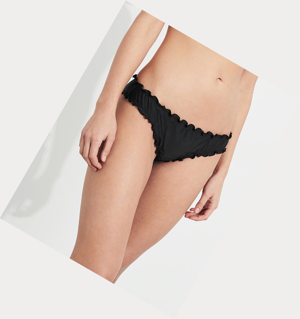 Black Hollister Ruffle Cheeky Women's Bikini Bottoms | ZA-RDZI490