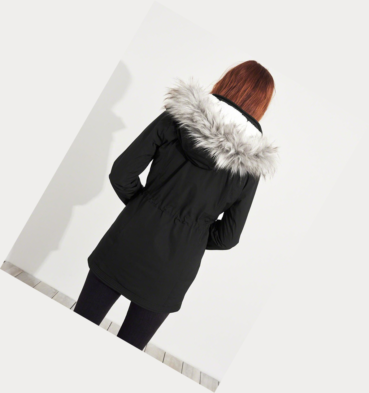 Black Hollister Sherpa-Lined Women's Parka Jackets | ZA-YZXB563