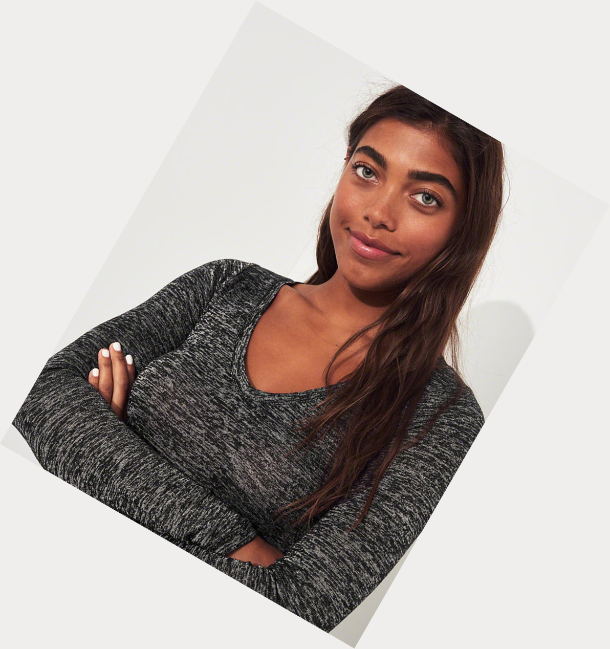 Black Hollister Slim V-Neck Women's Long Sleeve | ZA-WFVX987