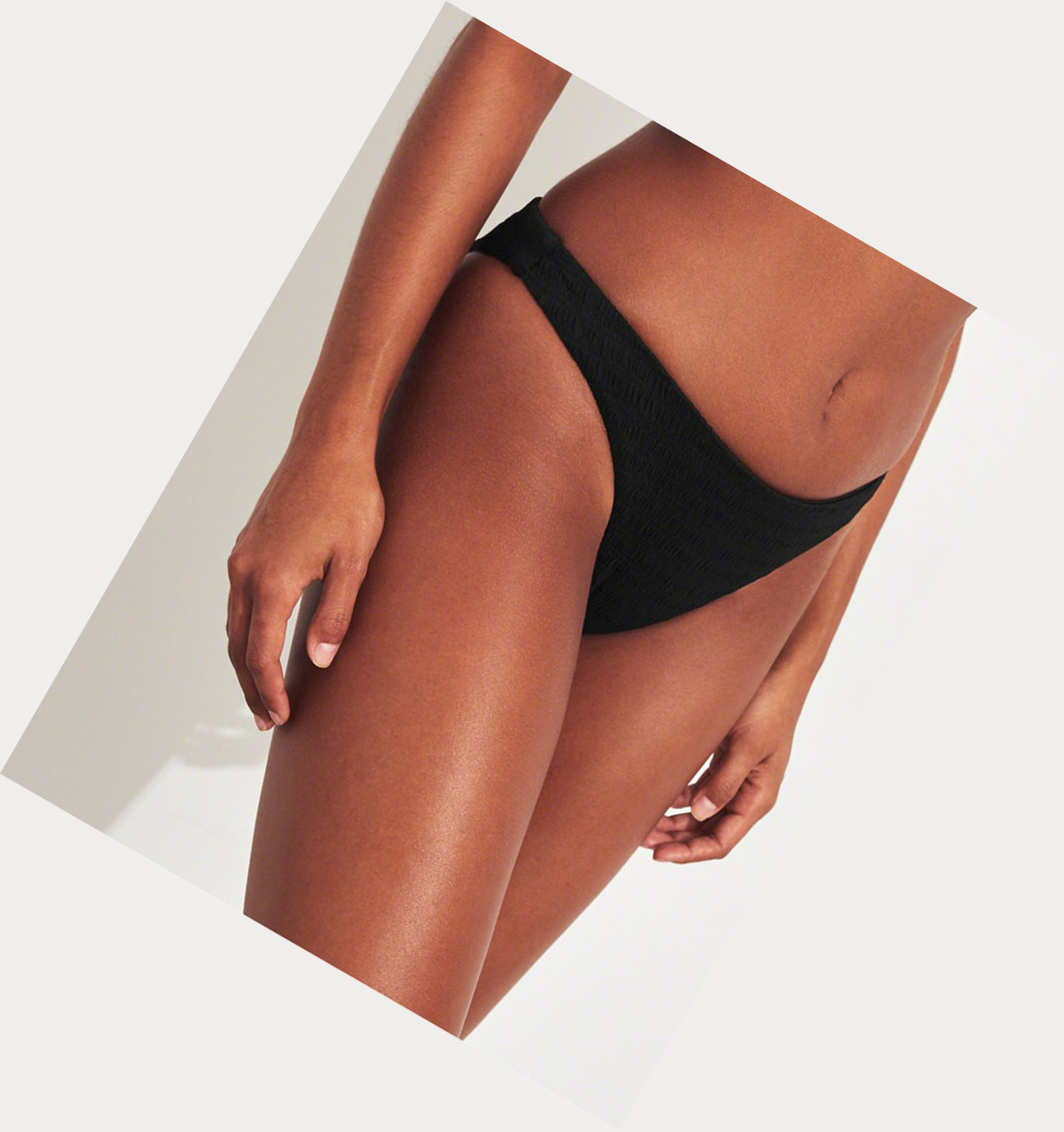 Black Hollister Smocked High-Leg Women's Bikini Bottoms | ZA-XNCP279