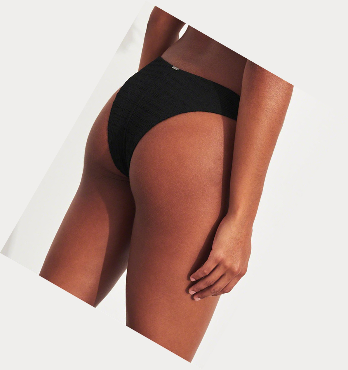 Black Hollister Smocked High-Leg Women's Bikini Bottoms | ZA-XNCP279