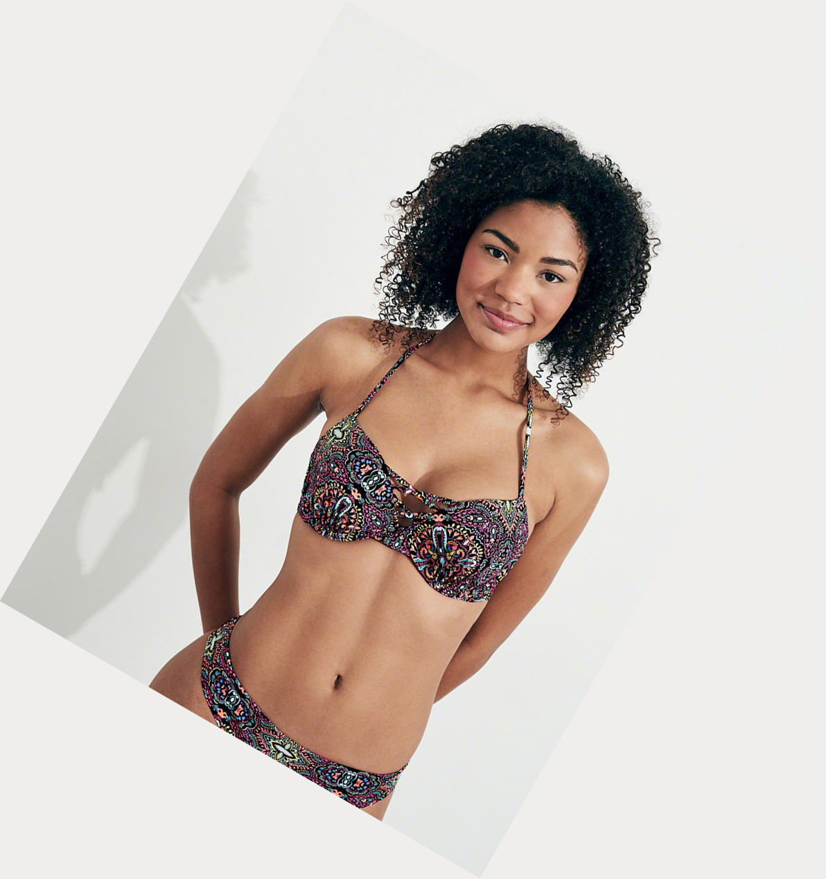 Black Hollister Strappy Push-Up Plunge Women's Bikini Tops | ZA-IAVM690