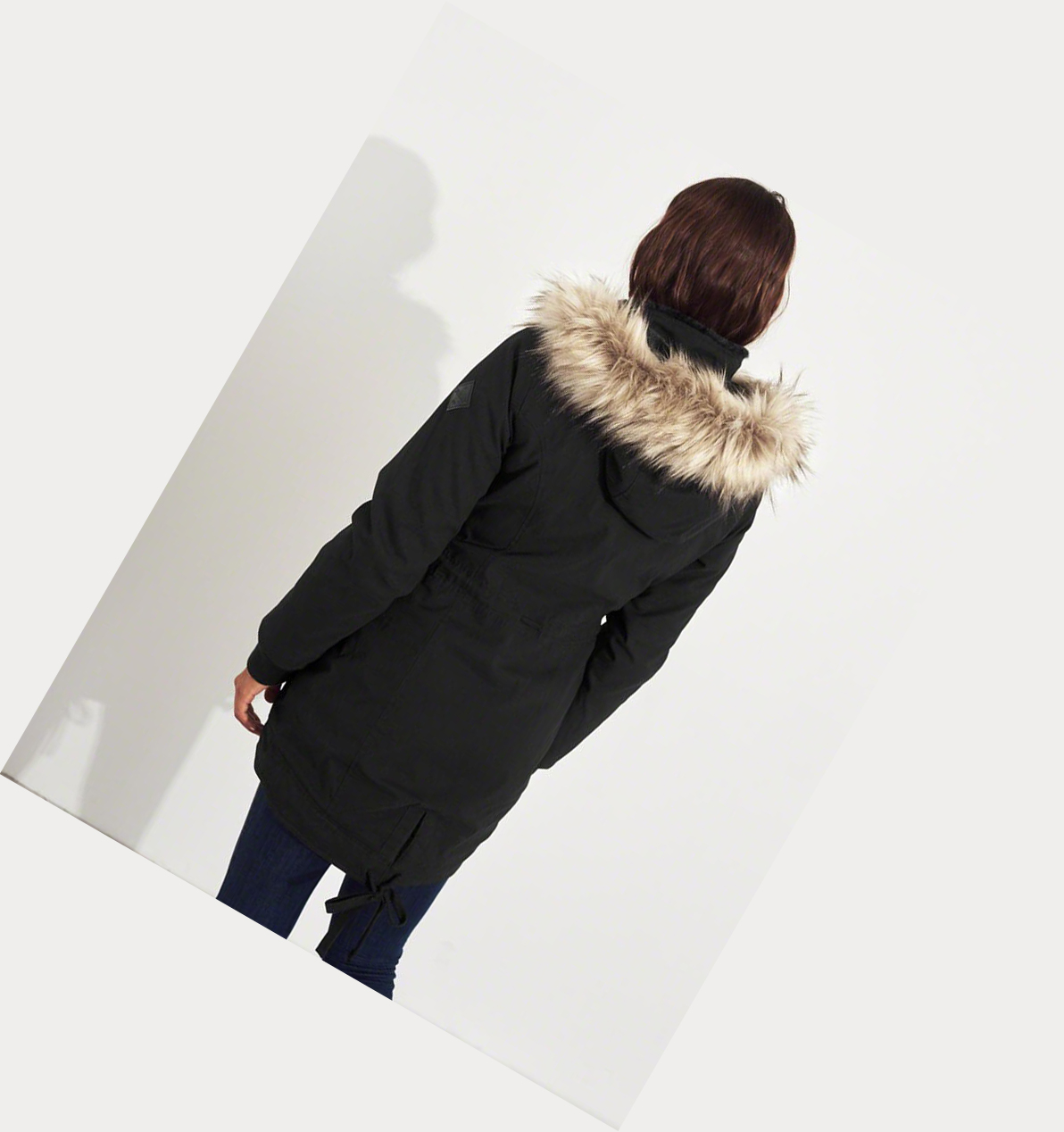 Black Hollister Stretch Cozy-Lined Women's Parka Jackets | ZA-SETP156