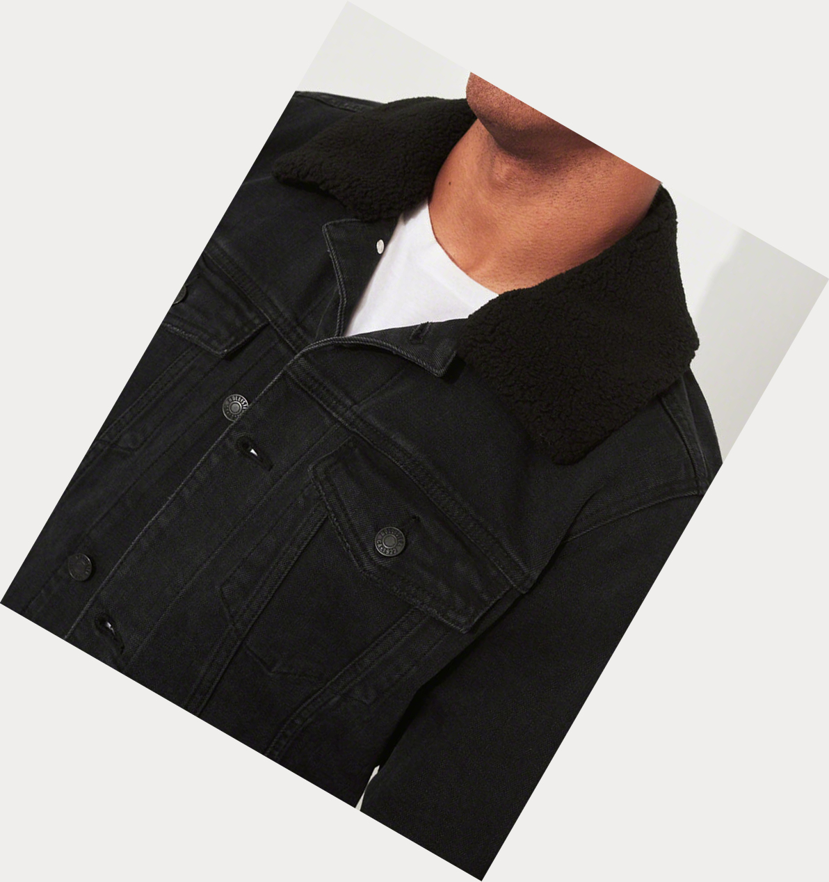 Black Hollister Stretch Trucker Men's Denim Jacket | ZA-UPCE369